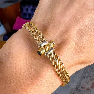 Vintage Gold Link & Sapphire Bracelet