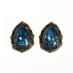 Vintage Heidi Daus Blue Crystal Earrings