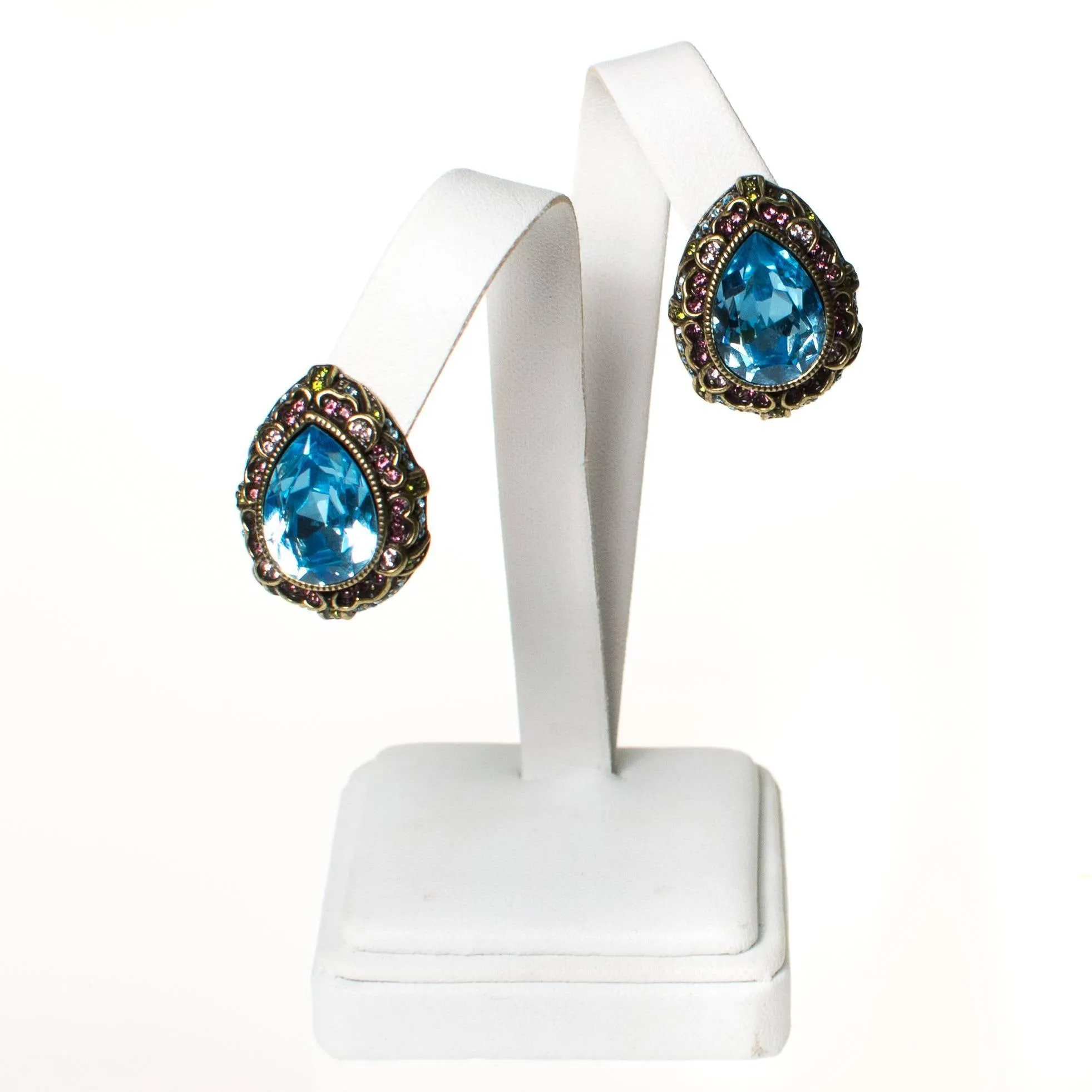 Vintage Heidi Daus Blue Crystal Earrings