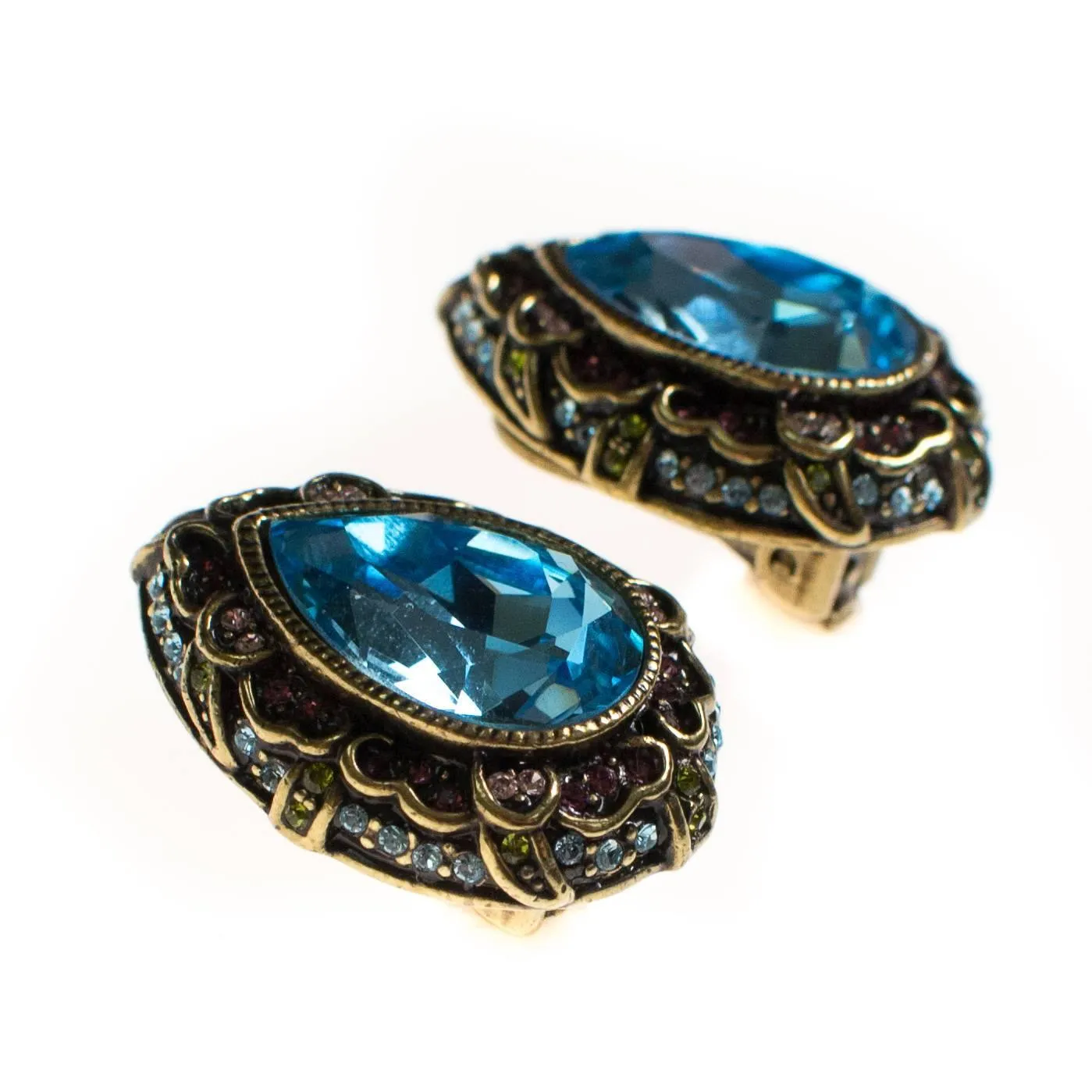 Vintage Heidi Daus Blue Crystal Earrings