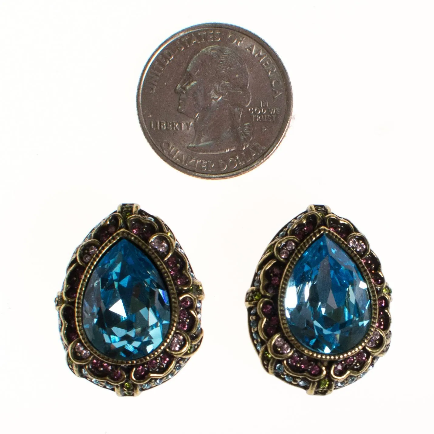 Vintage Heidi Daus Blue Crystal Earrings