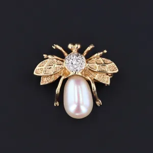 Vintage Insect Pendant or Brooch | Pearl and Diamond Bug Brooch