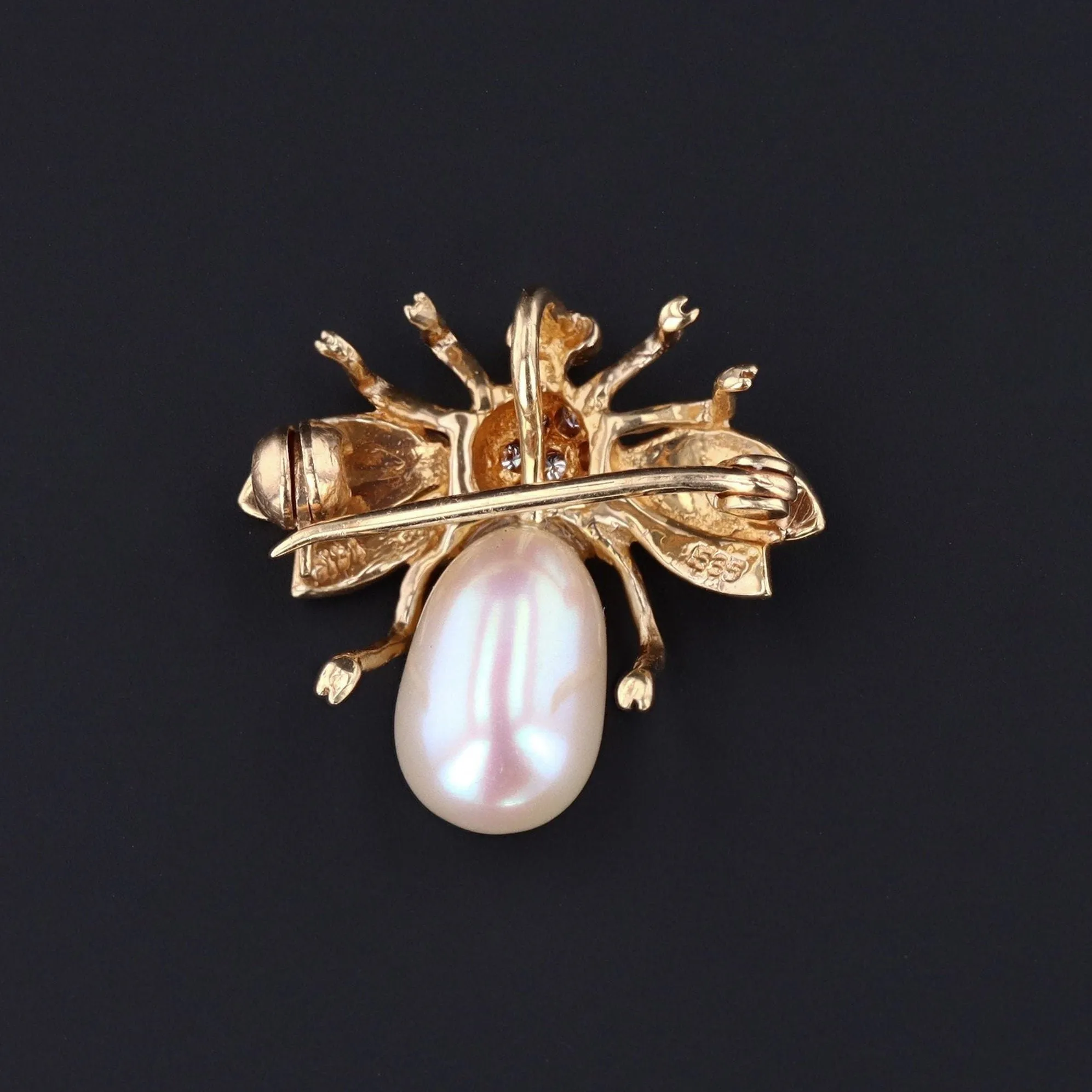 Vintage Insect Pendant or Brooch | Pearl and Diamond Bug Brooch