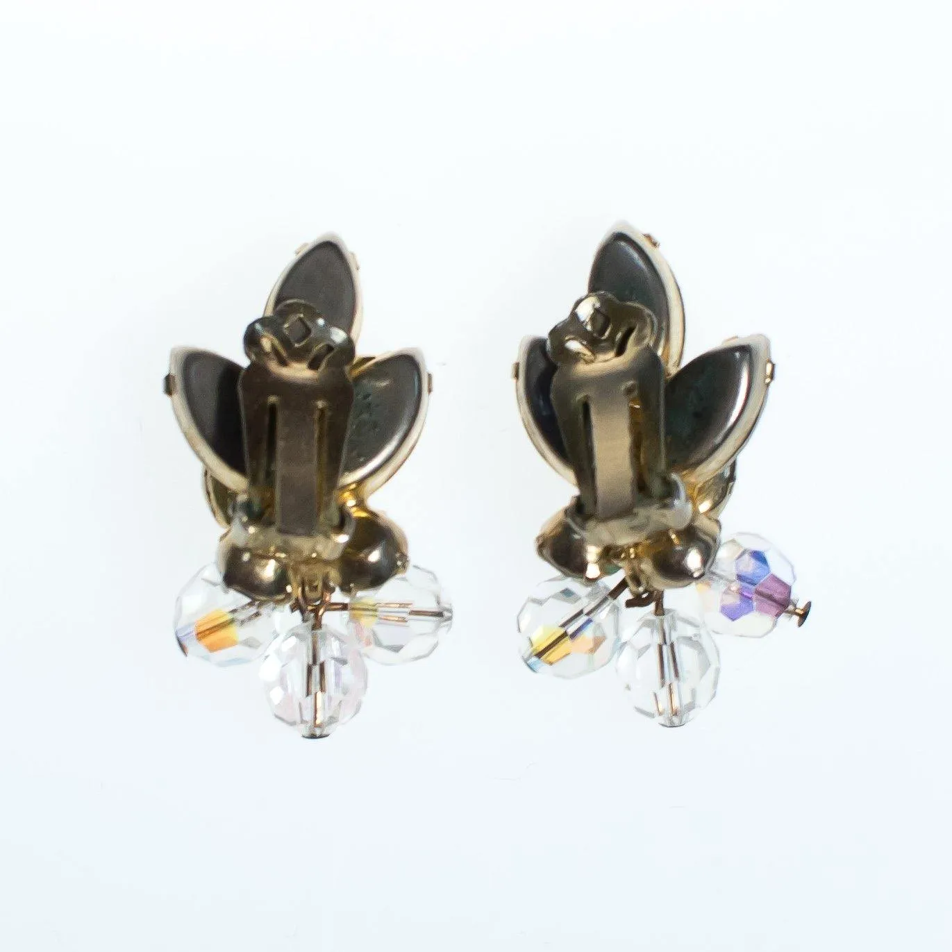 Vintage Juliana Marquise and Beaded Crystal Statement Earrings, Clip On