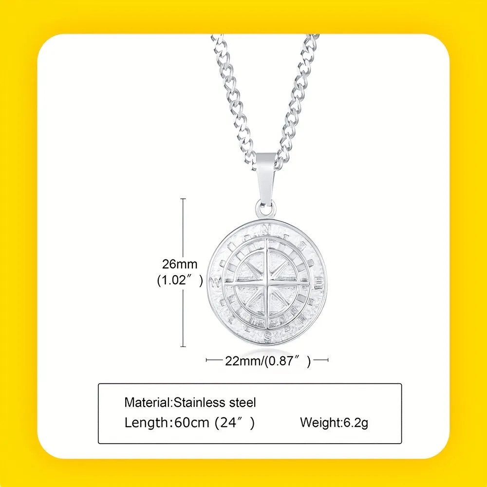 Vintage Layered Necklace Nautical Travel Compass Pendant Necklace