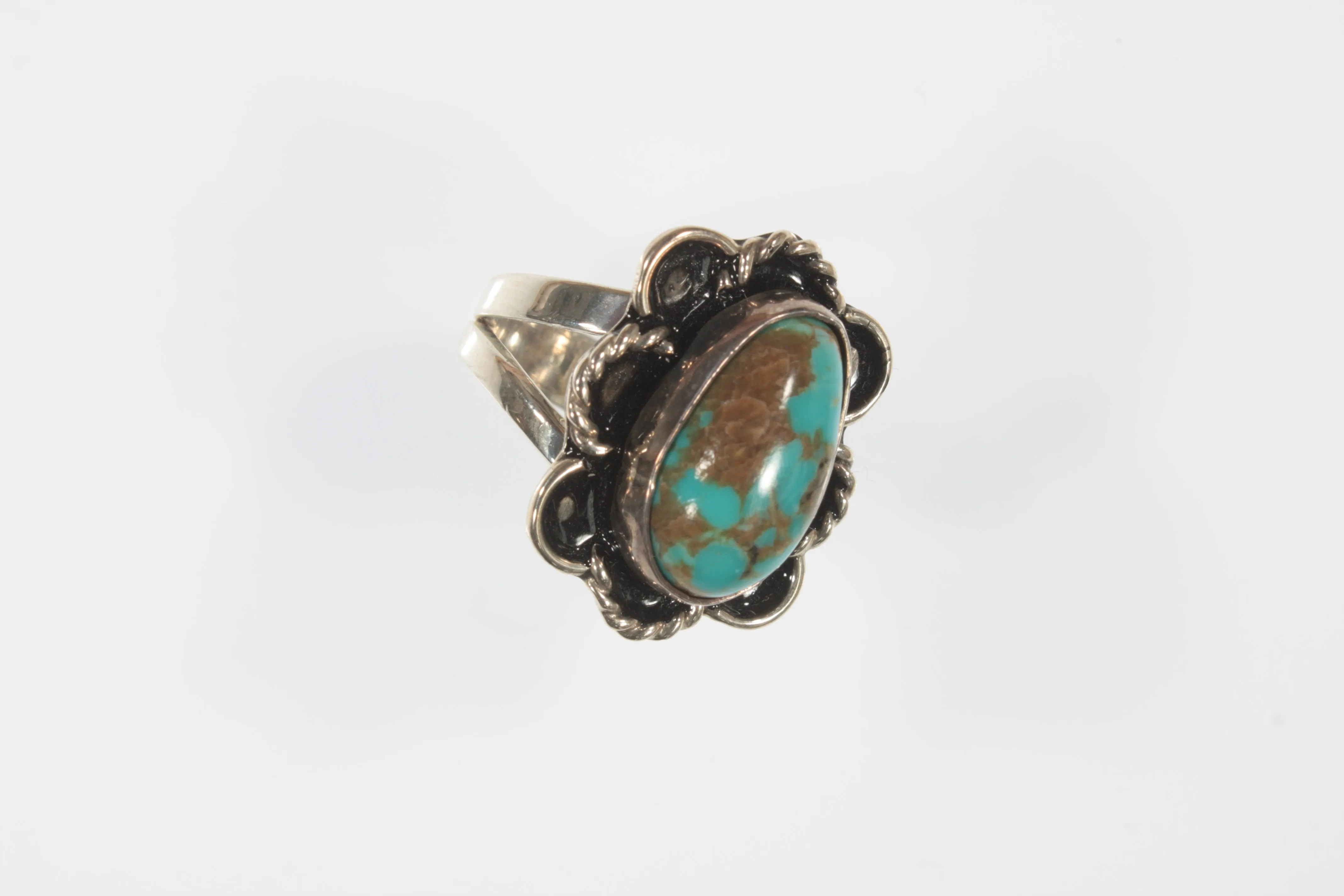 Vintage Navajo Sterling Silver Turquoise Ring Sz 9