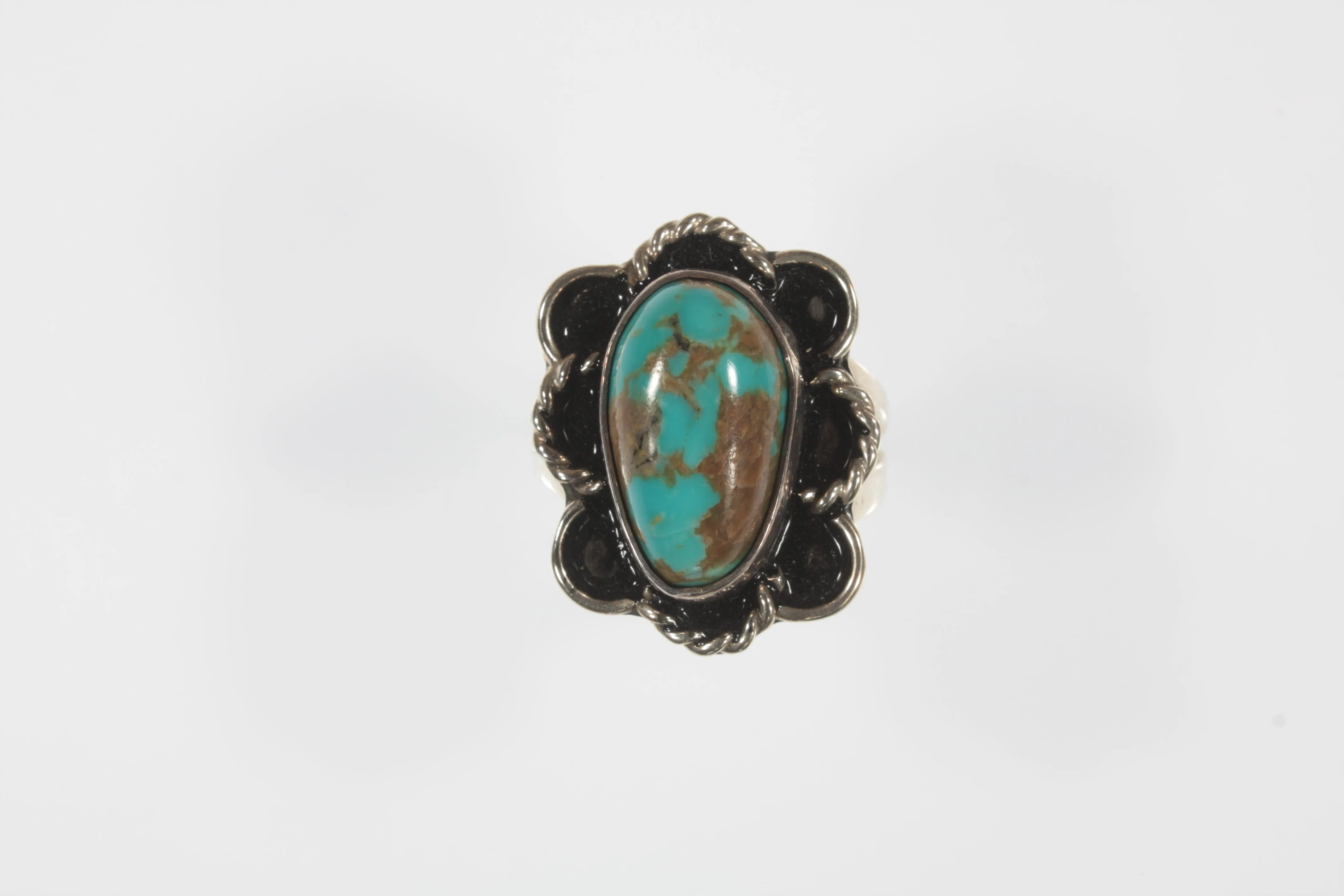 Vintage Navajo Sterling Silver Turquoise Ring Sz 9