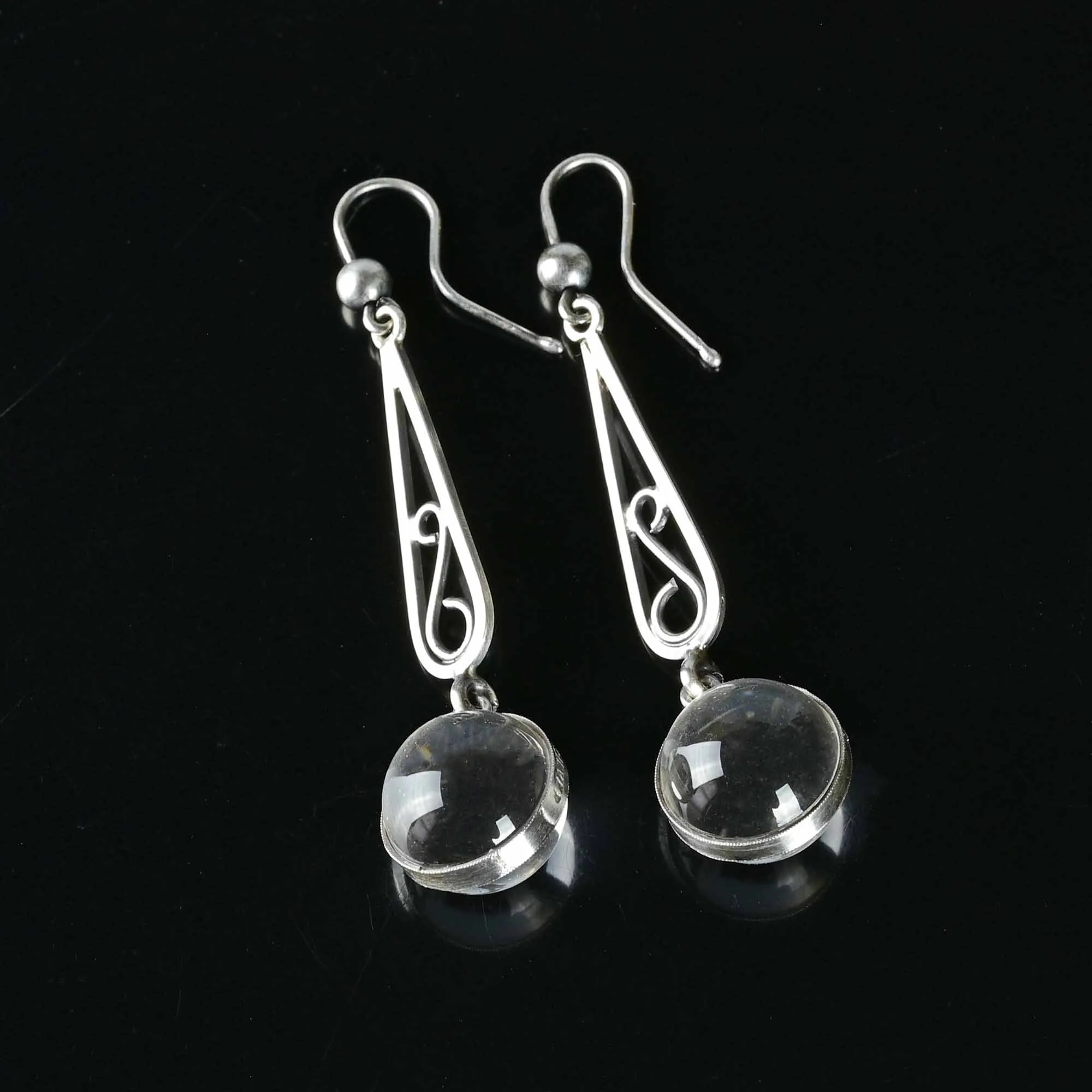Vintage Pools of Light Rock Crystal Earrings, 2.25 Inches