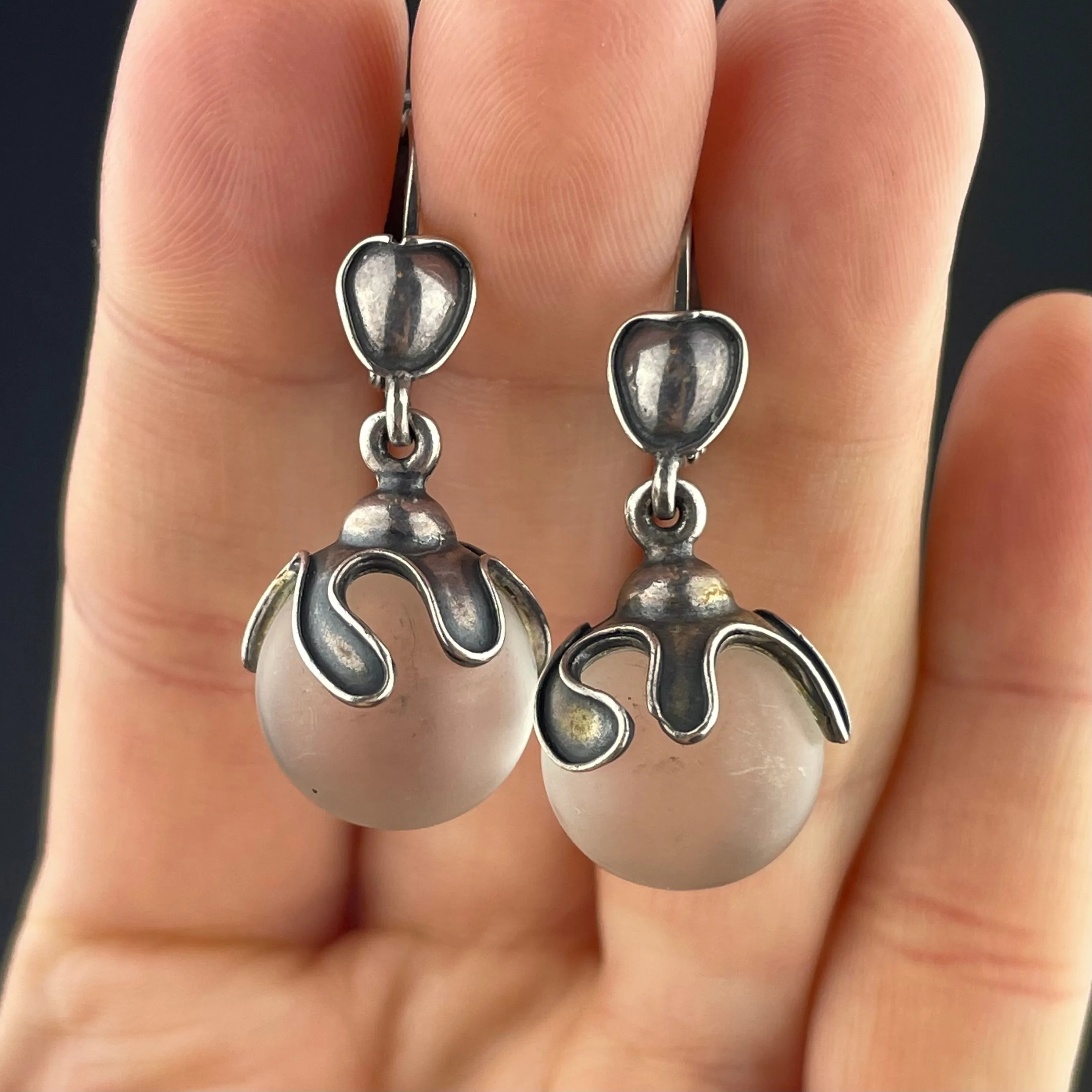 Vintage Silver Pools of Light Drop Earrings