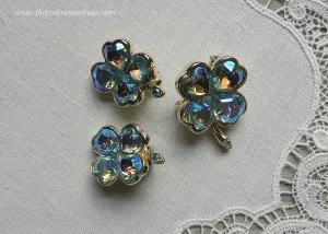 Vintage Weiss Shamrock Rhinestone Brooch and Earring Set