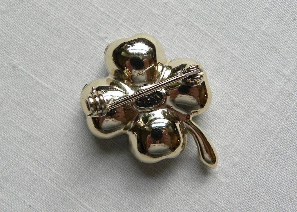Vintage Weiss Shamrock Rhinestone Brooch and Earring Set