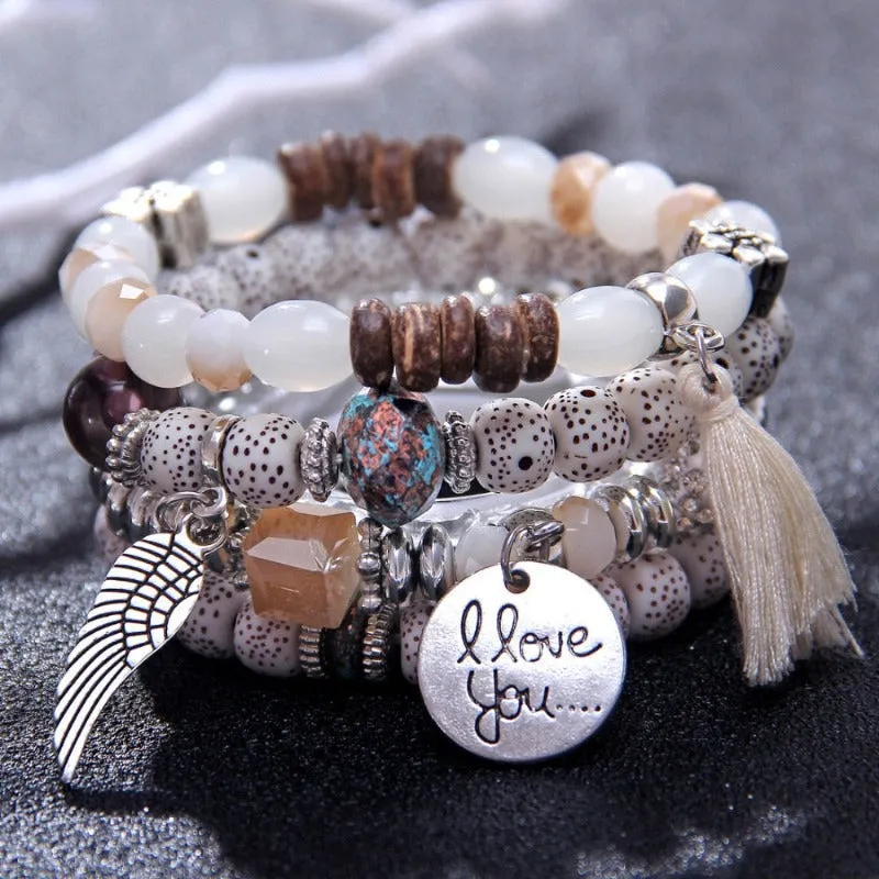 Vintage Wristband Beaded Bracelet for Women Anniversary Jewelry