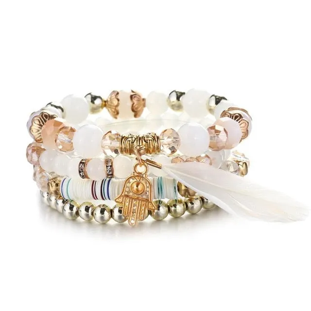 Vintage Wristband Beaded Bracelet for Women Anniversary Jewelry
