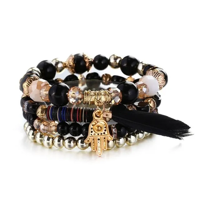 Vintage Wristband Beaded Bracelet for Women Anniversary Jewelry