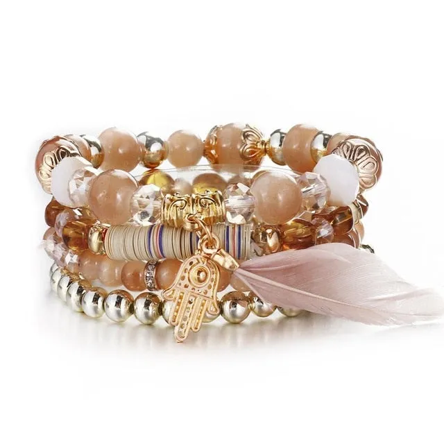 Vintage Wristband Beaded Bracelet for Women Anniversary Jewelry