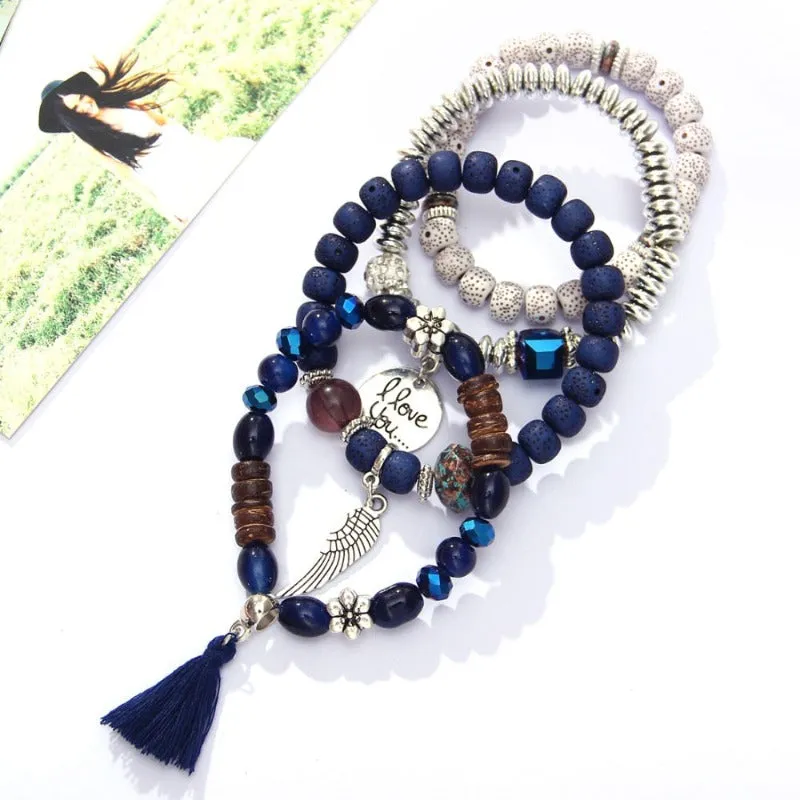 Vintage Wristband Beaded Bracelet for Women Anniversary Jewelry