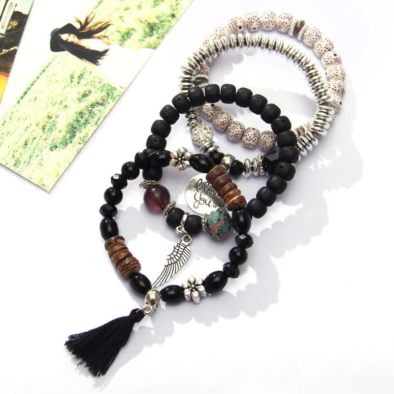 Vintage Wristband Beaded Bracelet for Women Anniversary Jewelry