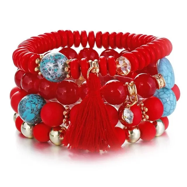 Vintage Wristband Beaded Bracelet for Women Anniversary Jewelry