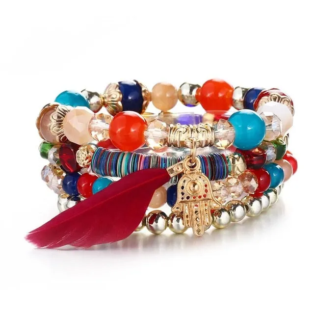 Vintage Wristband Beaded Bracelet for Women Anniversary Jewelry