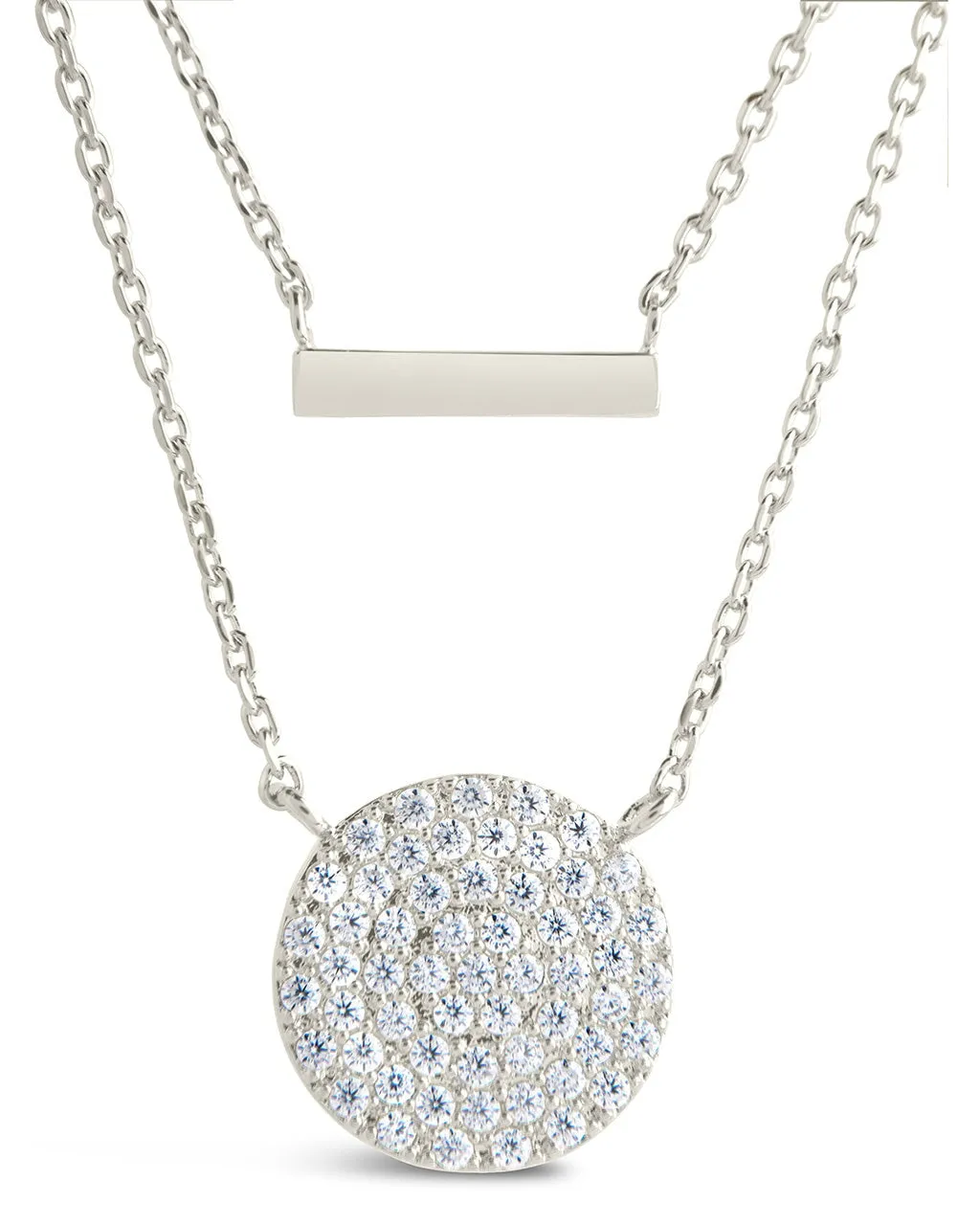 Vivian CZ Disk & Bar Layered Necklace