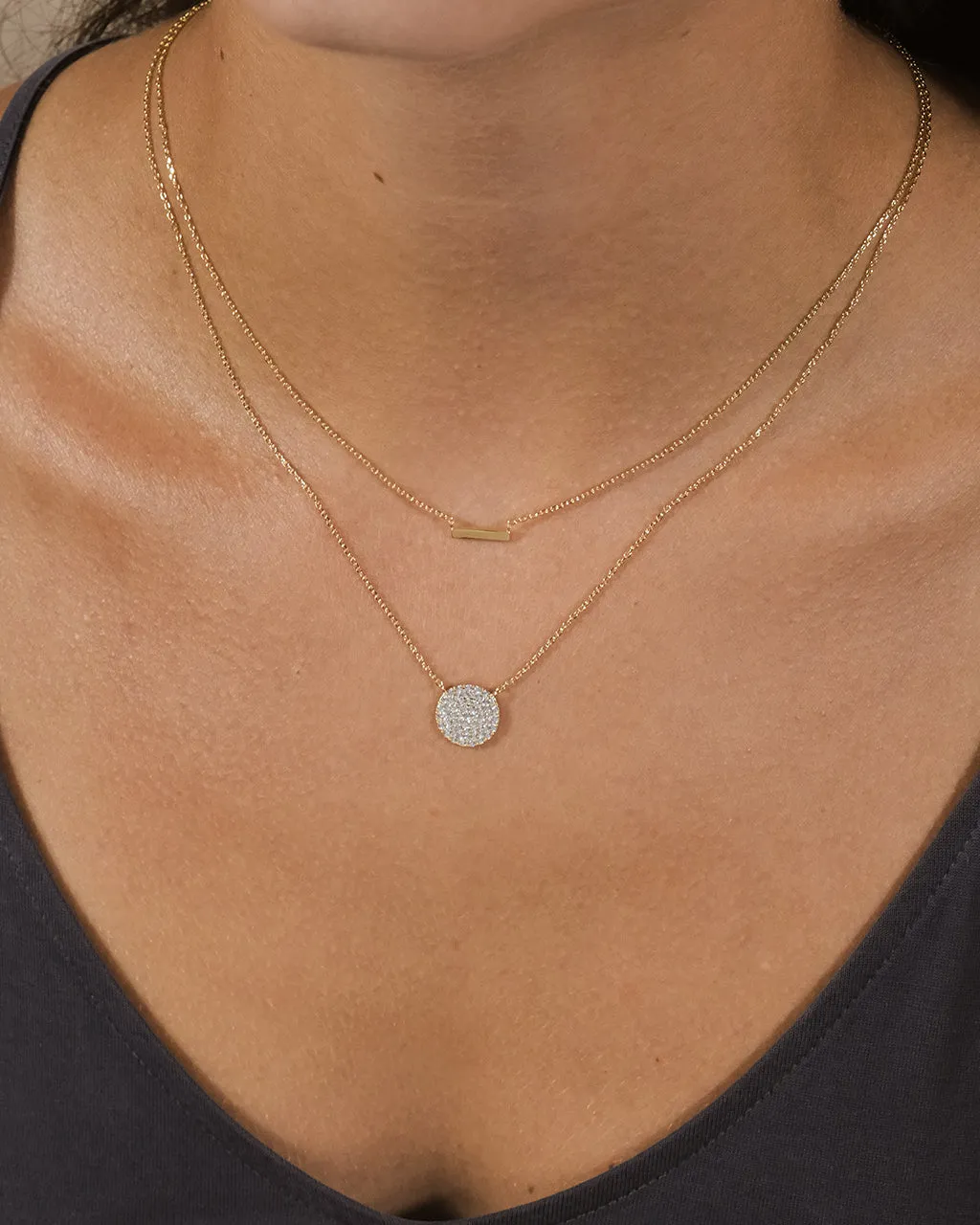 Vivian CZ Disk & Bar Layered Necklace