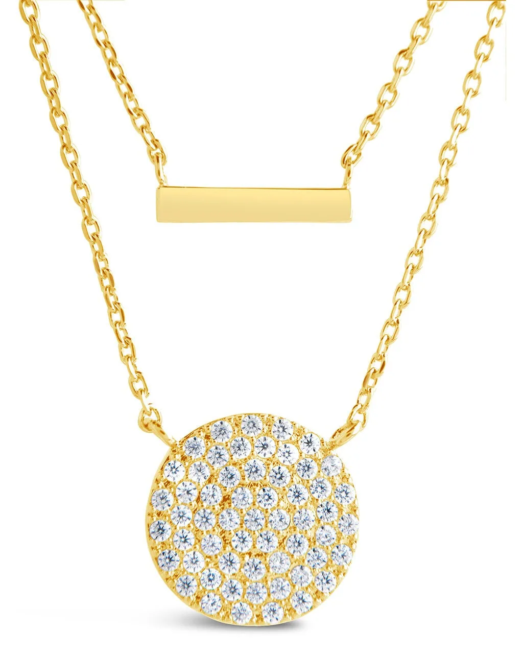 Vivian CZ Disk & Bar Layered Necklace
