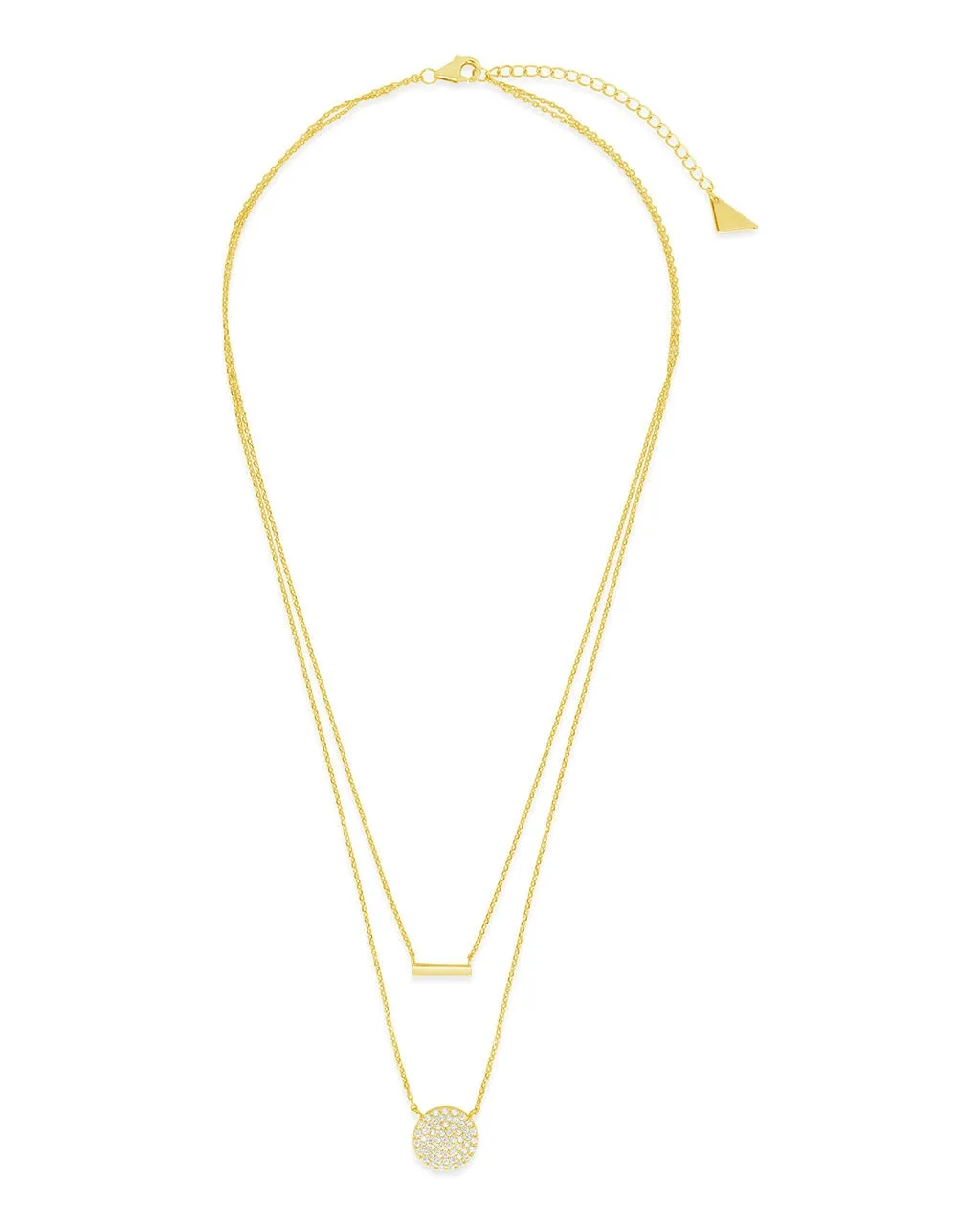 Vivian CZ Disk & Bar Layered Necklace