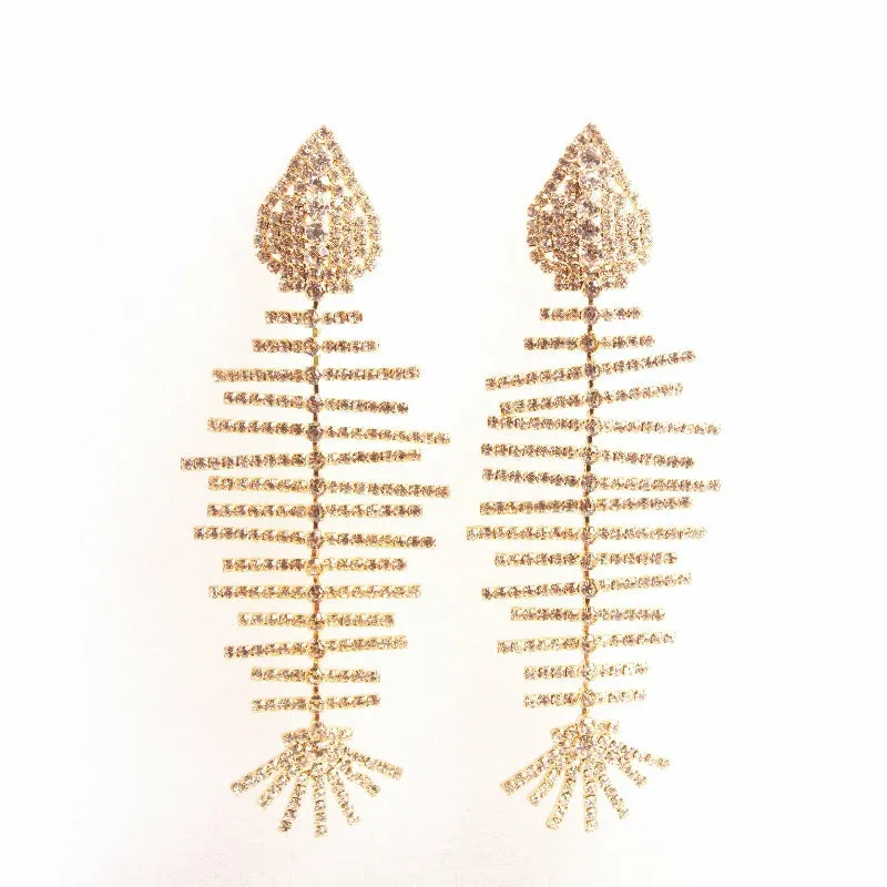 Vona Rhinestone Fishbone earrings (2 Colors)