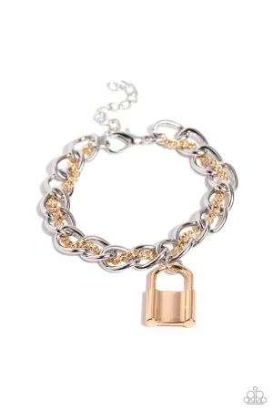 Watch the LOCK - Multi - Mixed Metal Lock and Charm Paparazzi Lobster Claw Bracelet