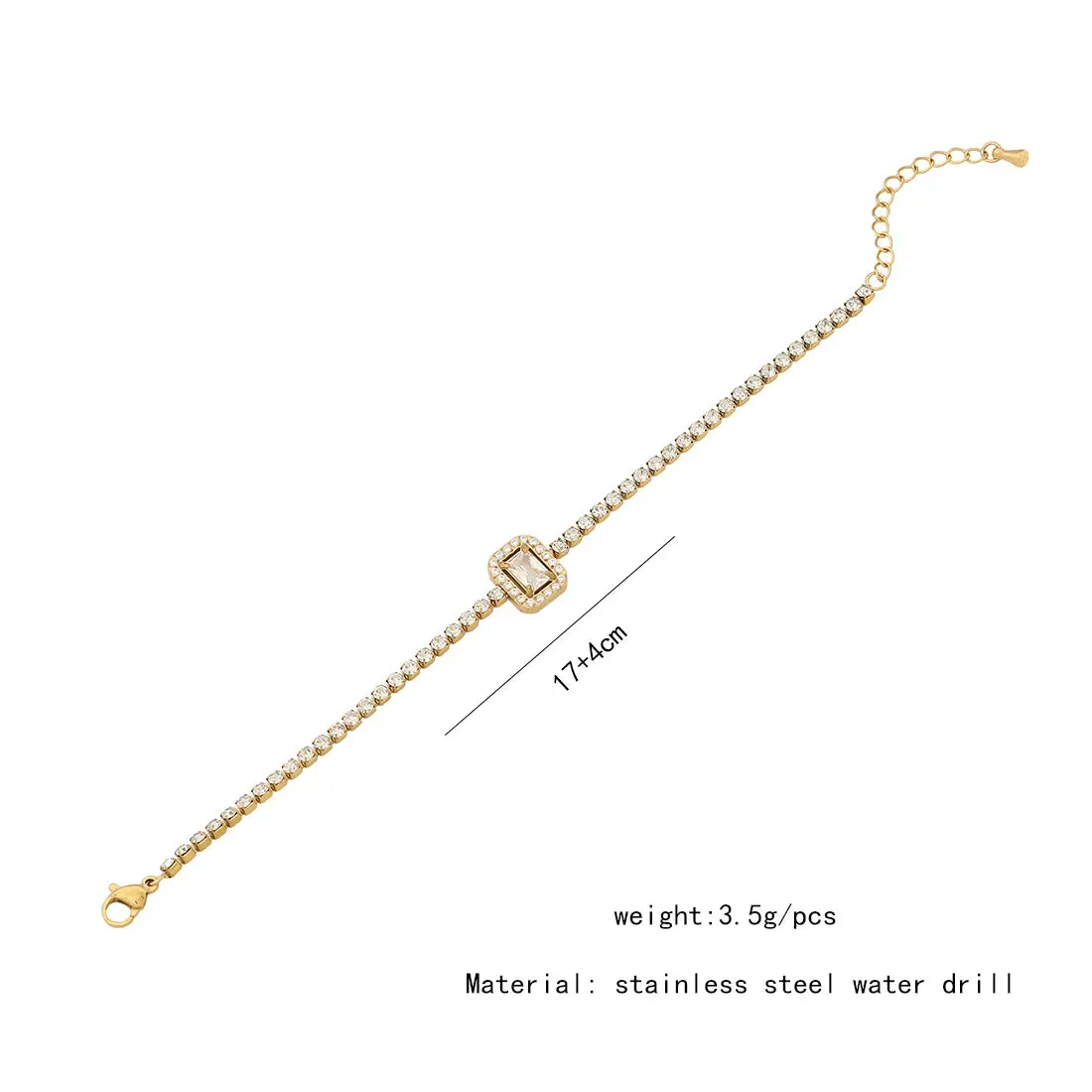 Water Droplets Heart Shape Stainless Steel Plating Inlay Zircon Bracelets
