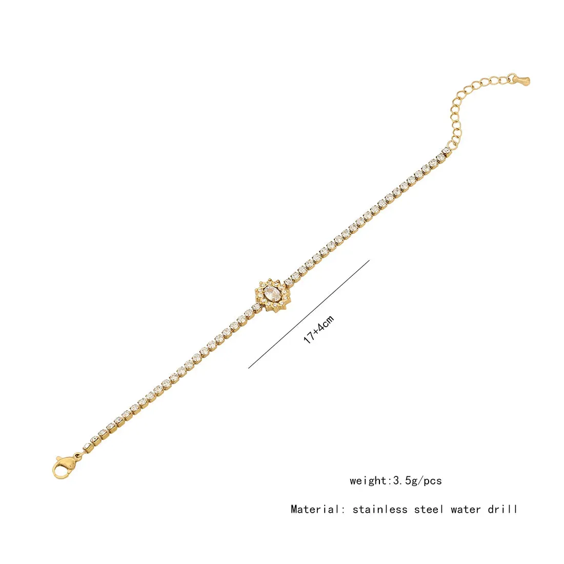 Water Droplets Heart Shape Stainless Steel Plating Inlay Zircon Bracelets
