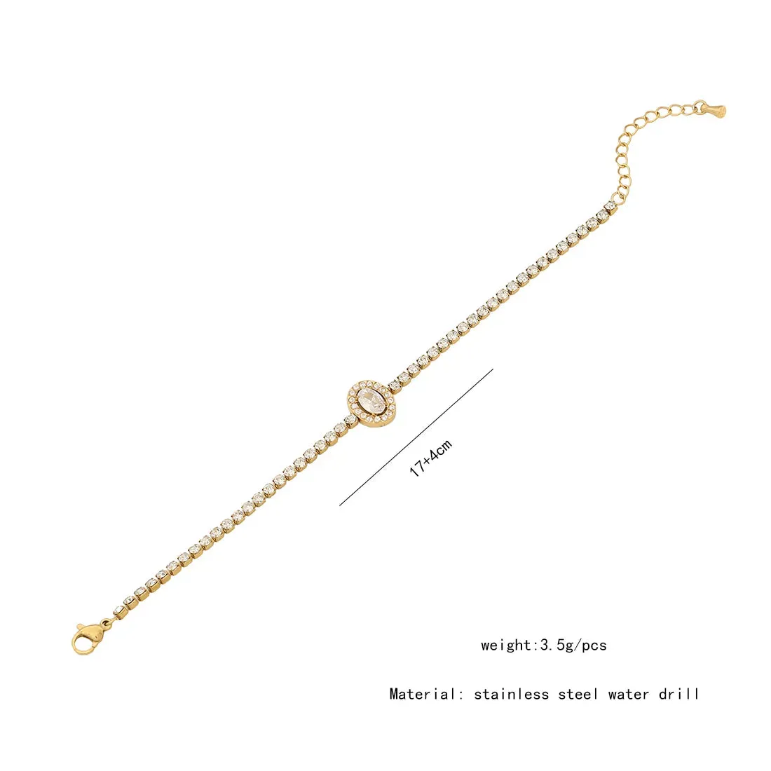 Water Droplets Heart Shape Stainless Steel Plating Inlay Zircon Bracelets