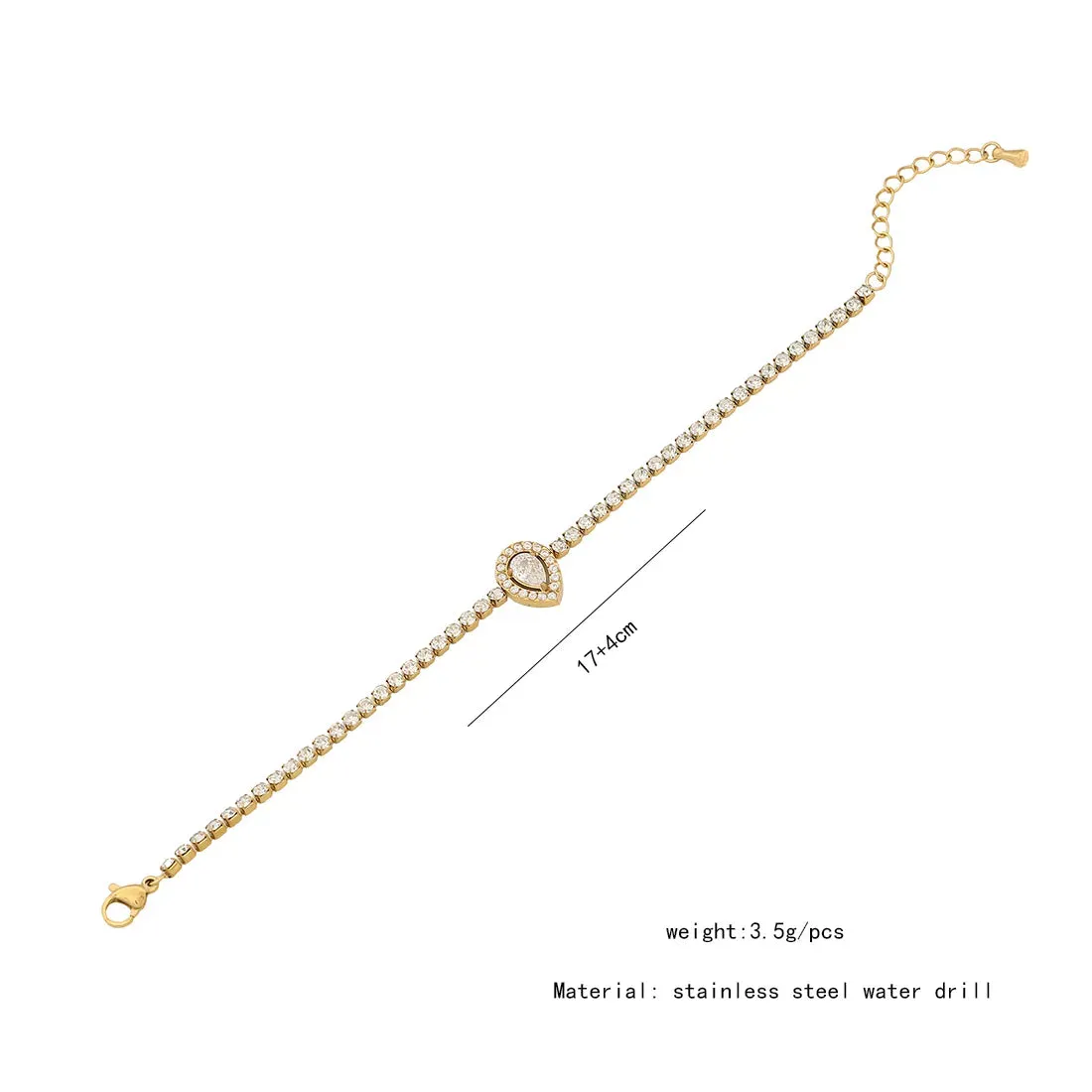 Water Droplets Heart Shape Stainless Steel Plating Inlay Zircon Bracelets