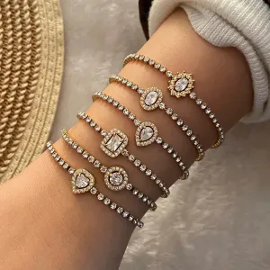 Water Droplets Heart Shape Stainless Steel Plating Inlay Zircon Bracelets