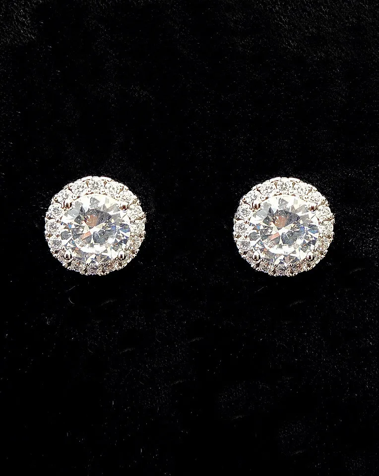 Wedding earrings - classic crystal halo studs - Bella by Stephanie Browne