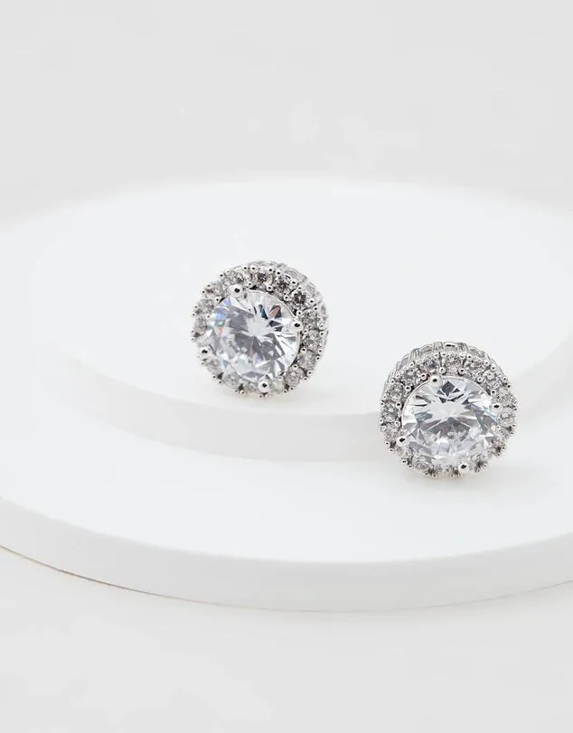 Wedding earrings - classic crystal halo studs - Bella by Stephanie Browne