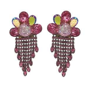 Wendy Gell Pink Glamour Girl  Massive Rhinestone Earrings