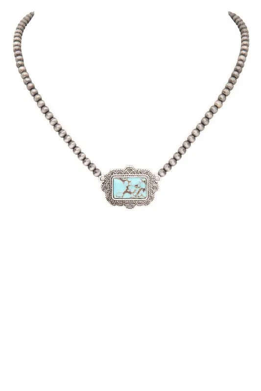 Western Stone Pendant Beads Collar Necklace