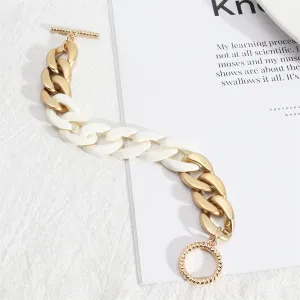 White Acrylic & 18K Gold-Plated Curb Chain Toggle Bracelet