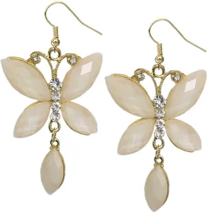 White Butterfly Gemstone Dangle Earrings