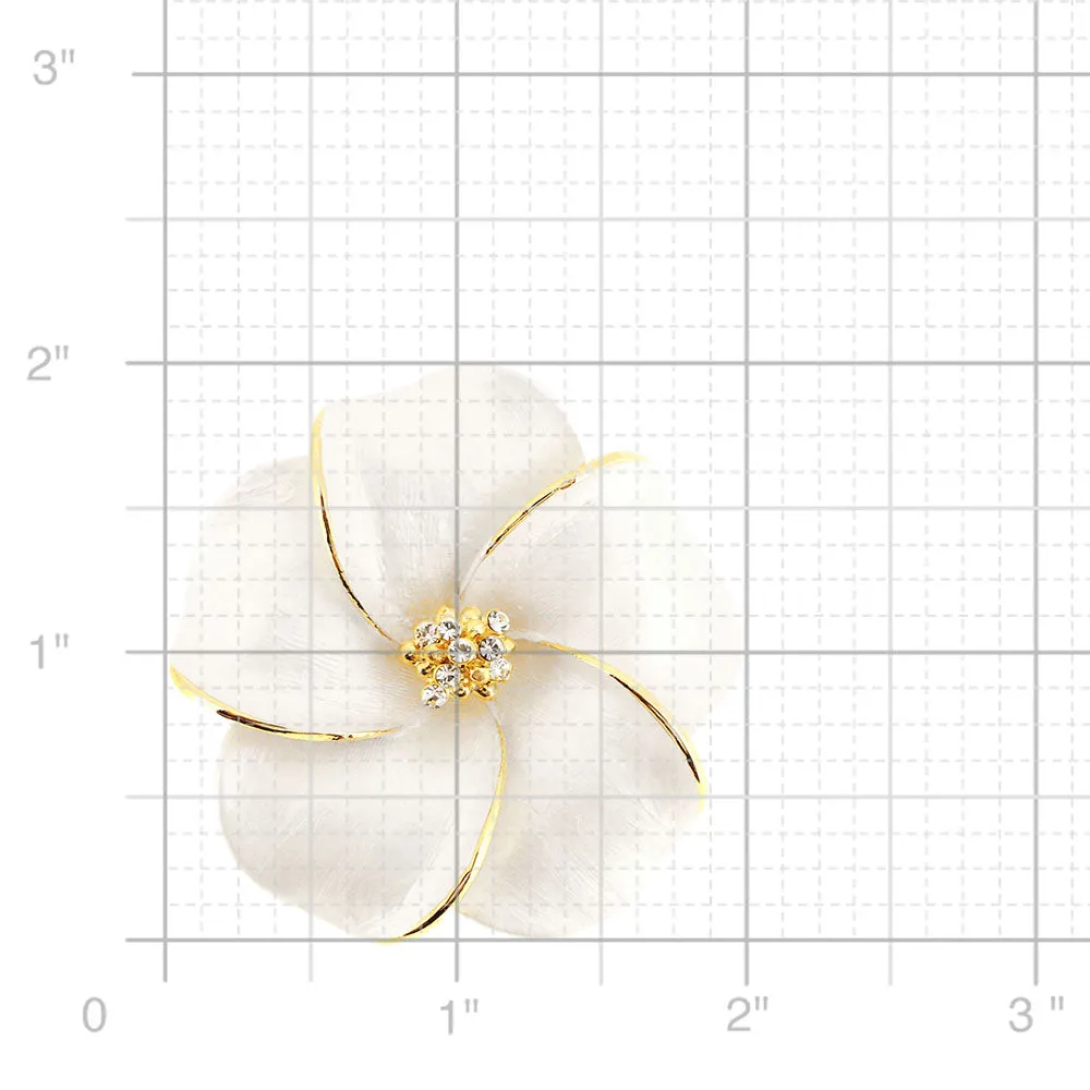 White Hawaiian Plumeria Swarovski Crystal Flower Pin Brooch And Pendant