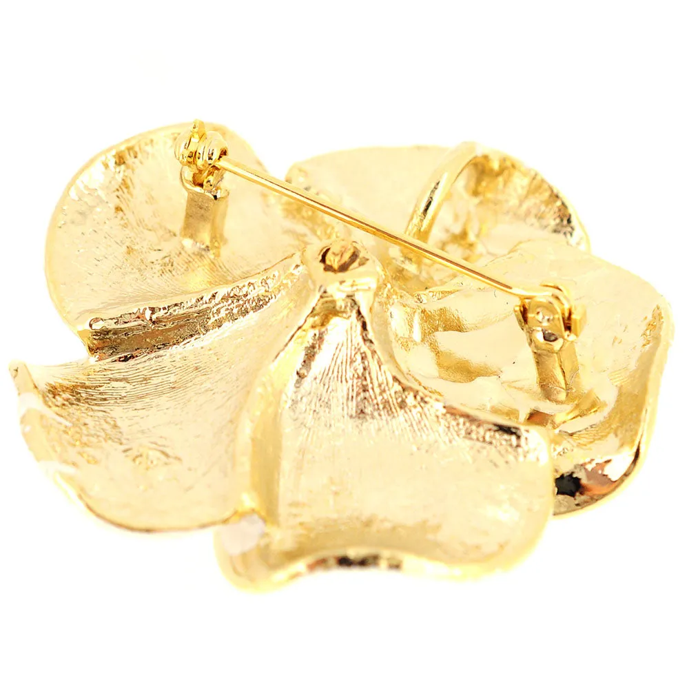 White Hawaiian Plumeria Swarovski Crystal Flower Pin Brooch And Pendant