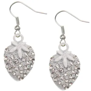 White Strawberry Mini Rhinestone Earrings