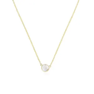 White Topaz Single Bezel Necklace