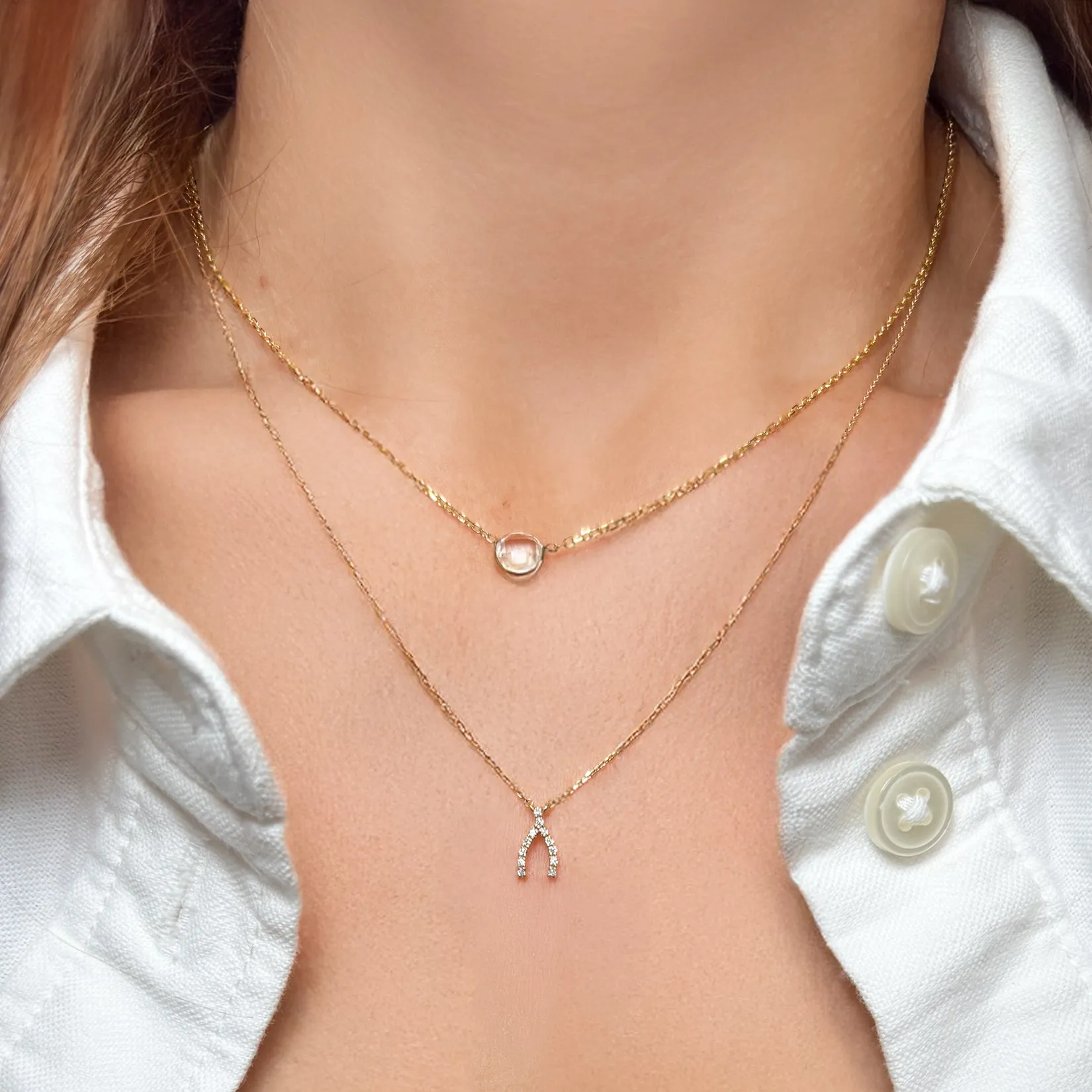 White Topaz Single Bezel Necklace