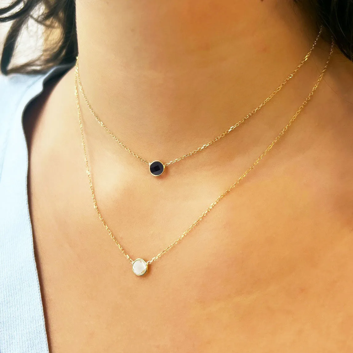 White Topaz Single Bezel Necklace