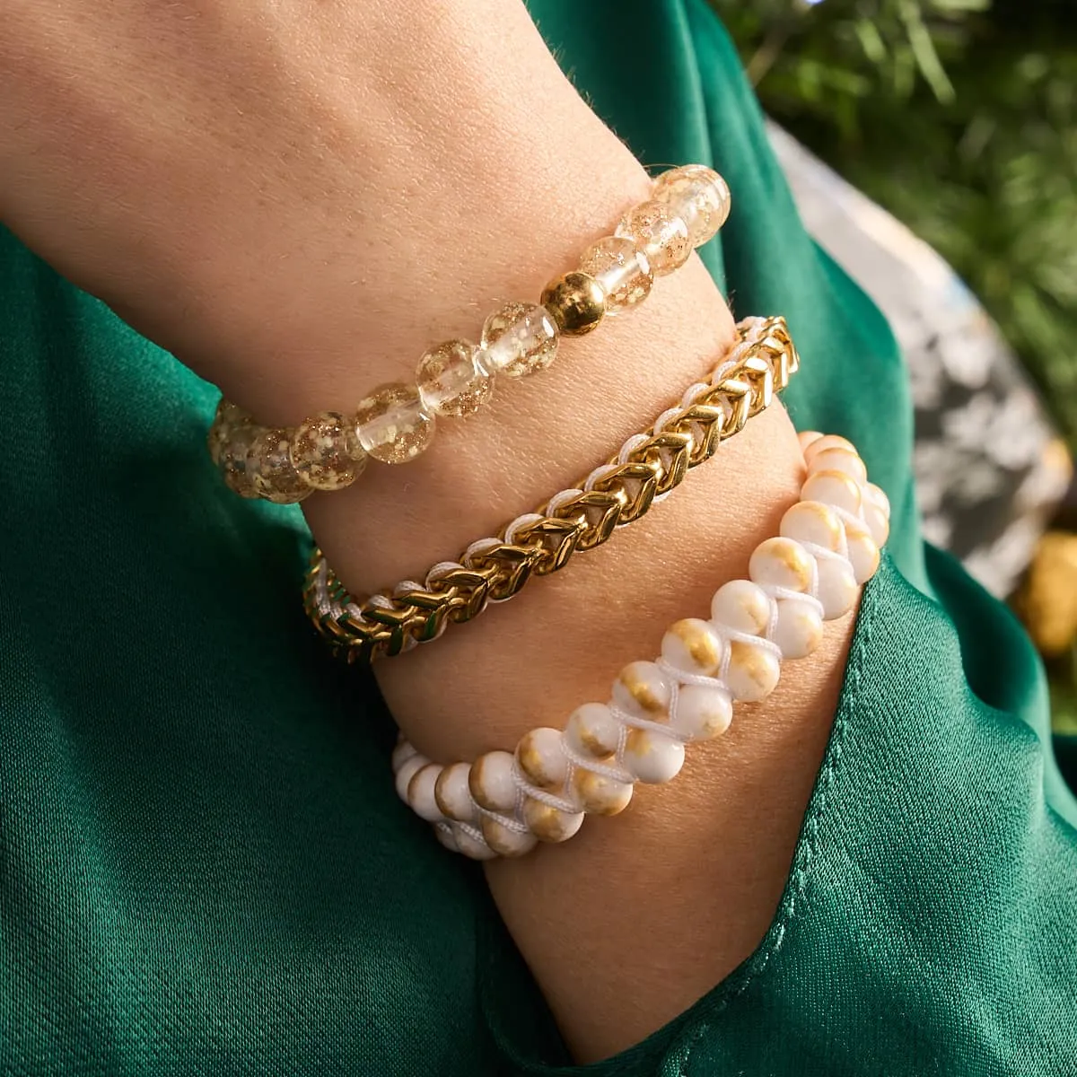 White x Gold | Gaia Wheat Chain Bracelet