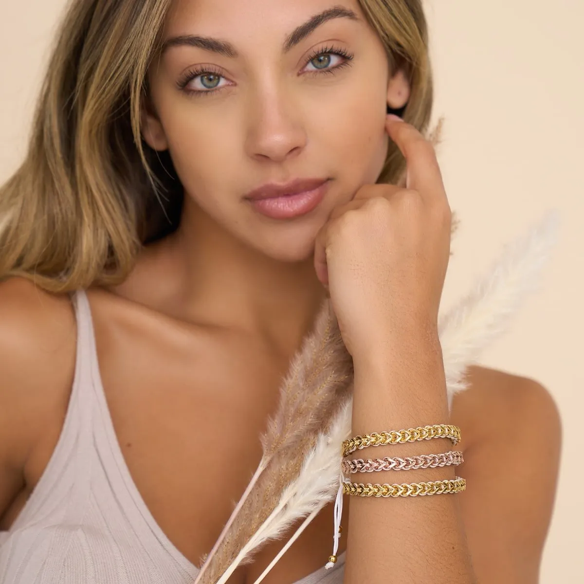 White x Gold | Gaia Wheat Chain Bracelet