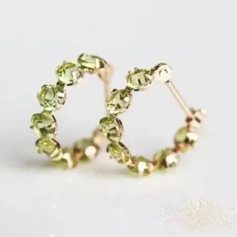 Women Olive Crystal Seven Small Diamond Earrings