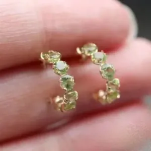Women Olive Crystal Seven Small Diamond Earrings